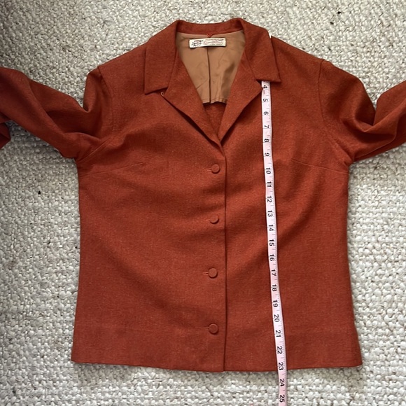 Vintage Evan Picone Two Piece Suit Pumpkin/Rust Jacket & Skirt circa 1950’s Sz S - Picture 10 of 17